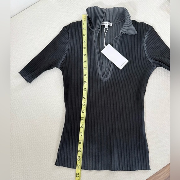 Cotton Citizen Charcoal Ribbed Short Sleeve Top - Picture 6 of 8